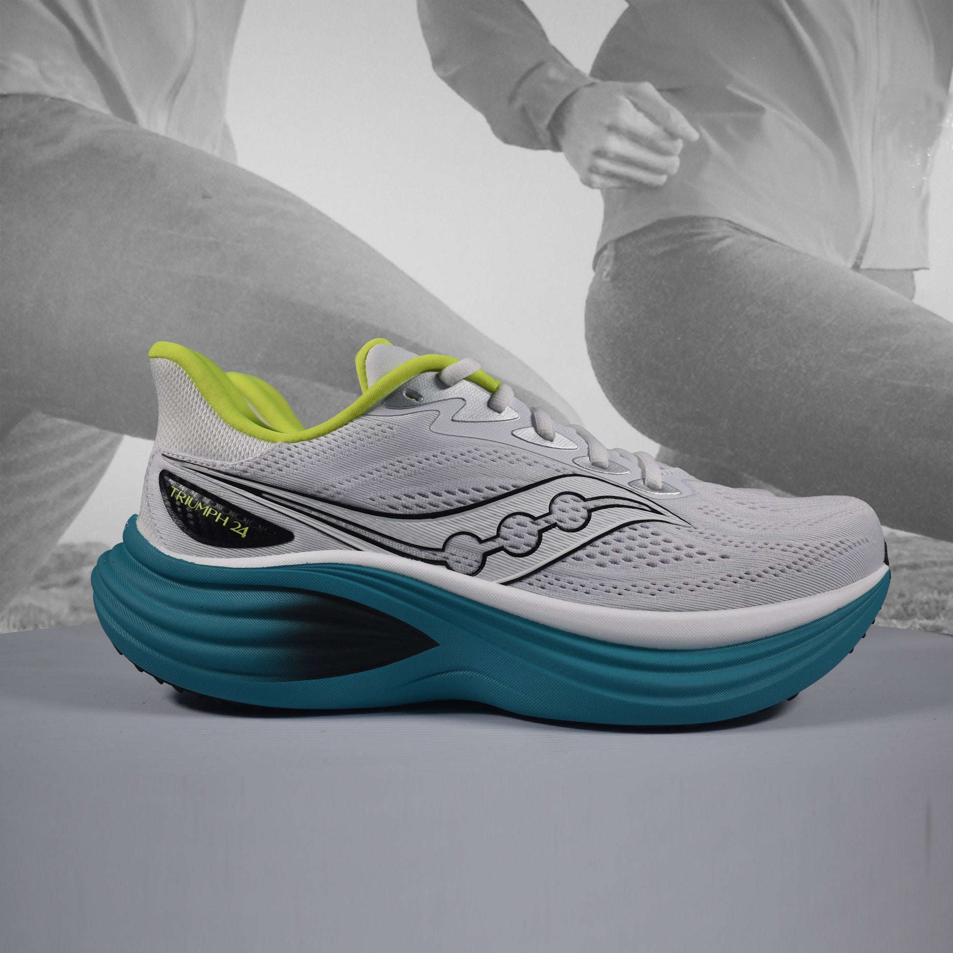 Saucony Triumph 24 Men's Neutral Running Shoes - Durban Runner UK7.5 / WHITE/TRANQUIL VERT