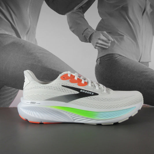 Brooks Ghost 17 Mens Running Shoe - Durban Runner 7.5 / WHITE/PINK CLAY