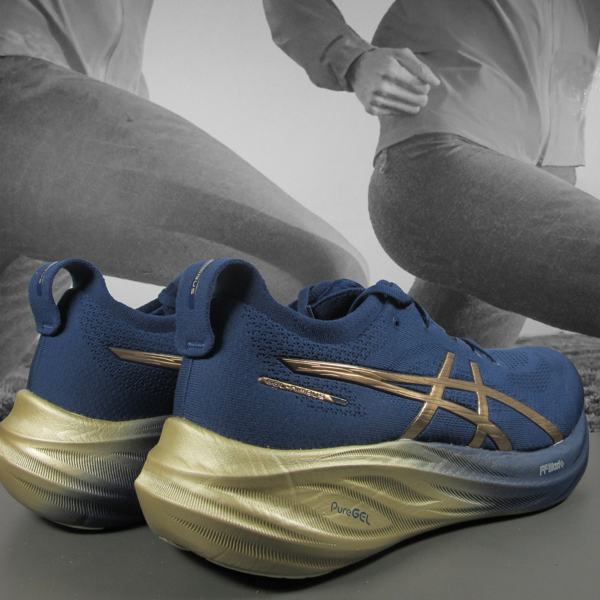 Asics GEL-Nimbus 26 Platinum Mens Road Running Shoes - Durban Runner 14 / Blue Expanse/Champagne