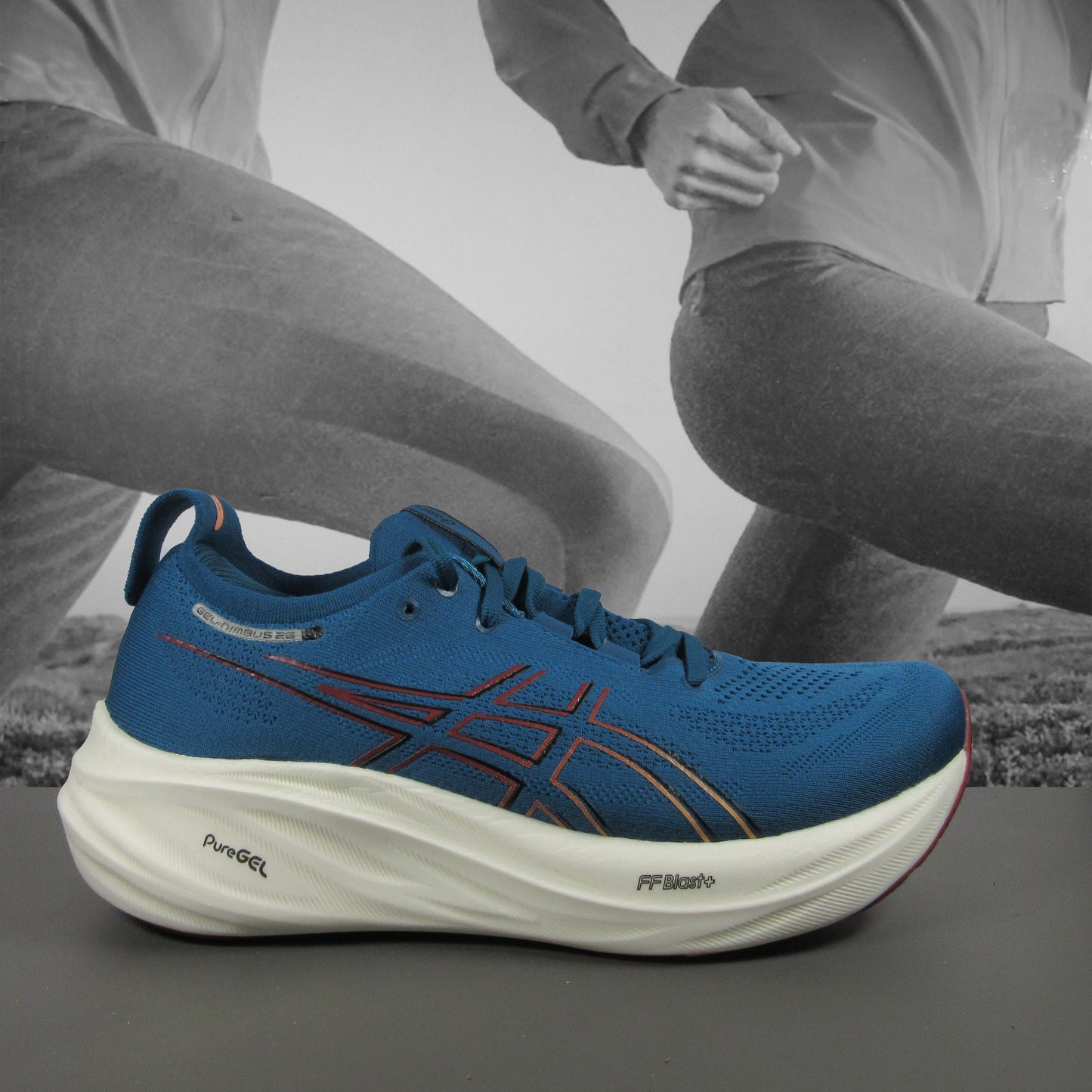 Asics GEL-Nimbus 26 Mens Road Running Shoes - Durban Runner 7 / RICH NAVY/FADED ORANGE
