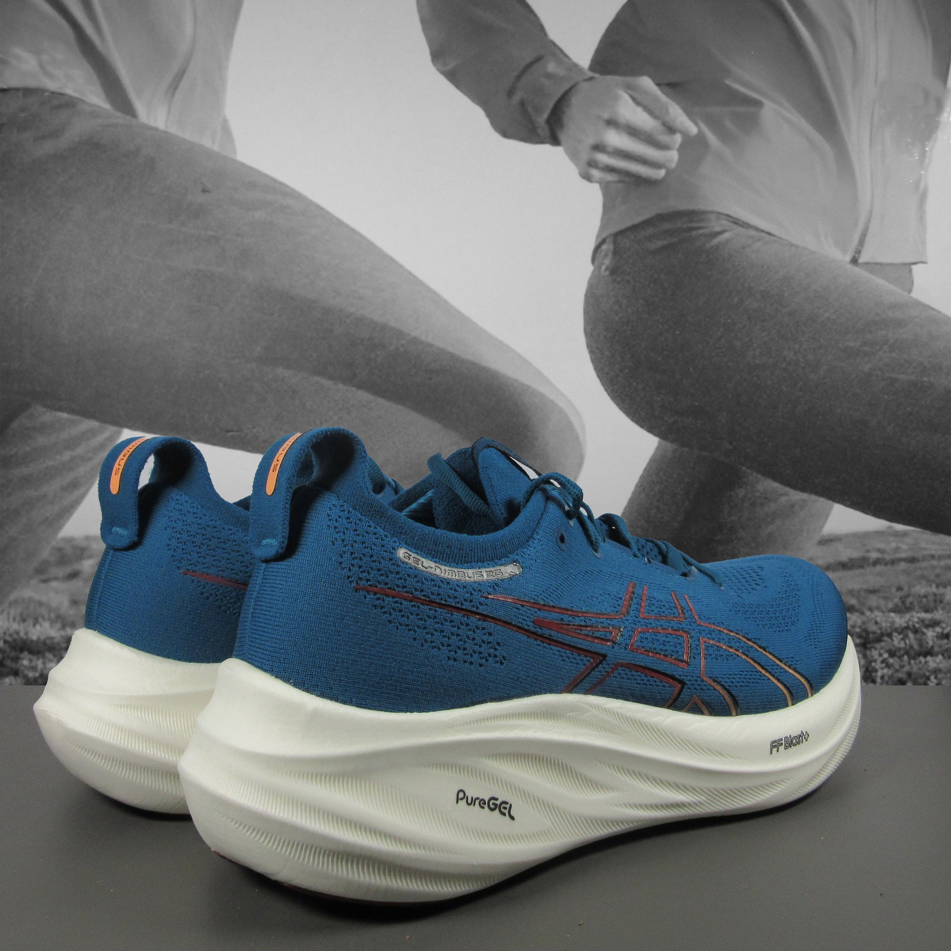 Asics GEL-Nimbus 26 Mens Road Running Shoes - Durban Runner 7 / RICH NAVY/FADED ORANGE