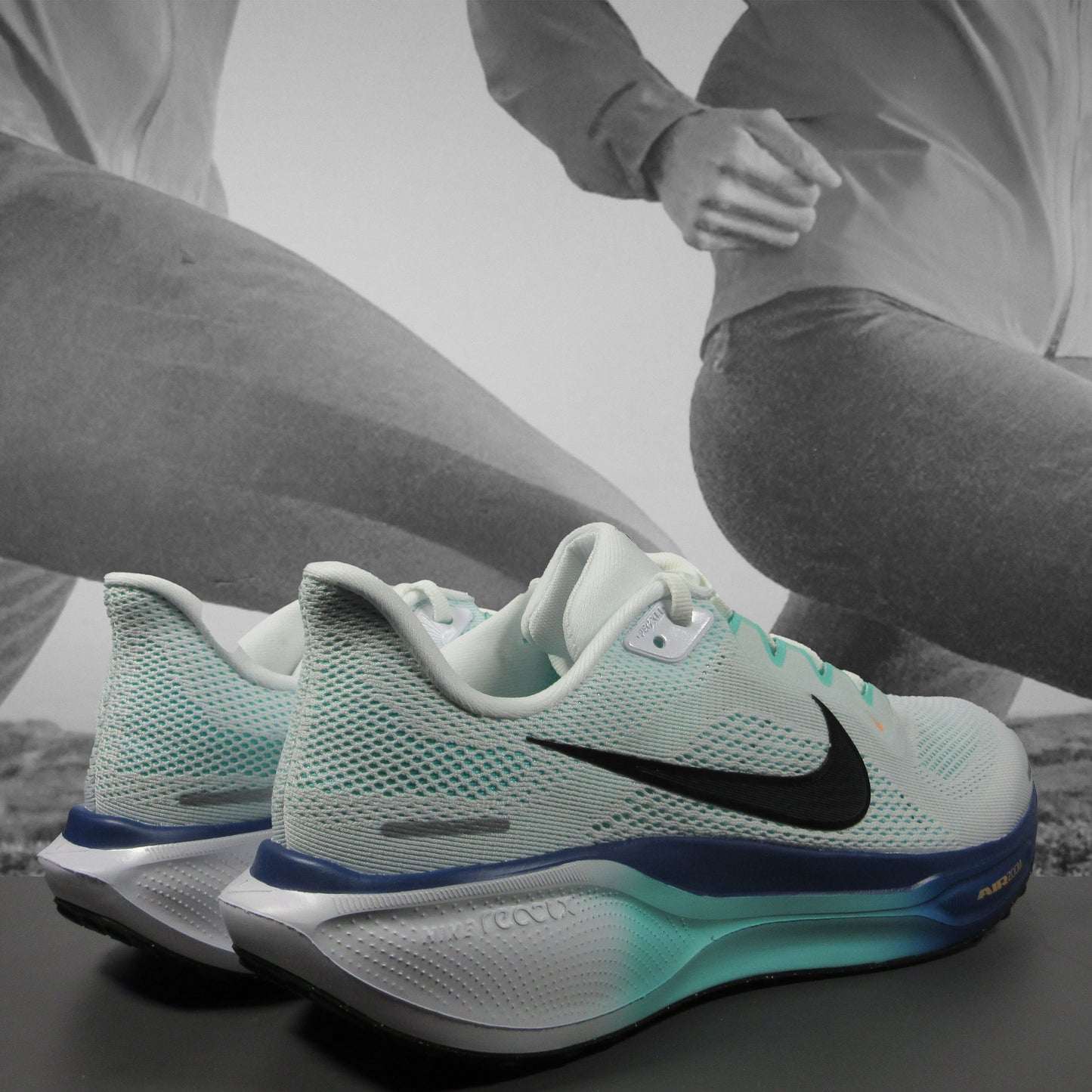 Nike Pegasus 41 Mens Road Running Shoes - Durban Runner 8 / WHITE/BLACK-HYPER TURQ-CONCORD