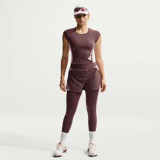 Nike Tempo Swoosh Women's Dri-FIT Short-Sleeve Running Top - Durban Runner XS / Tattoo/Pink Foam/Reflective Silv/White