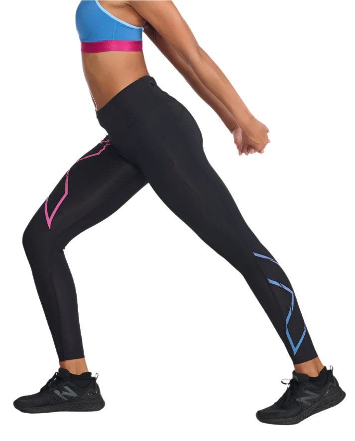 2XU Women s Light Speed Mid Rise Compression Tights Black Black Reflective S