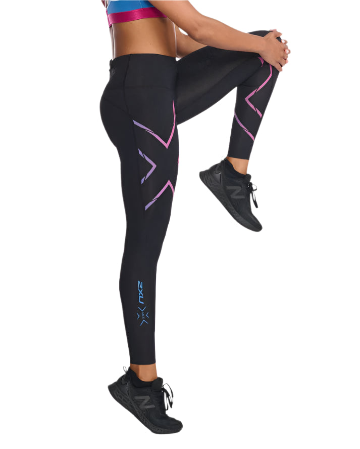 2XU Women s Light Speed Mid Rise Compression Tights Black Black Reflective S