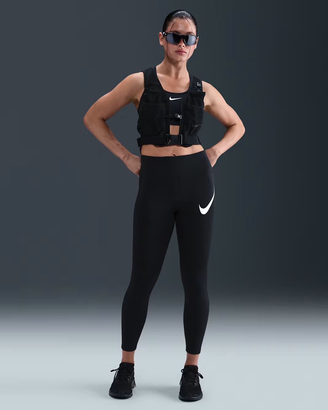 Nike Tempo Swoosh Run Women's High-Waisted 7/8 Running Leggings - Durban Runner XS / Black/Reflective Silv/White