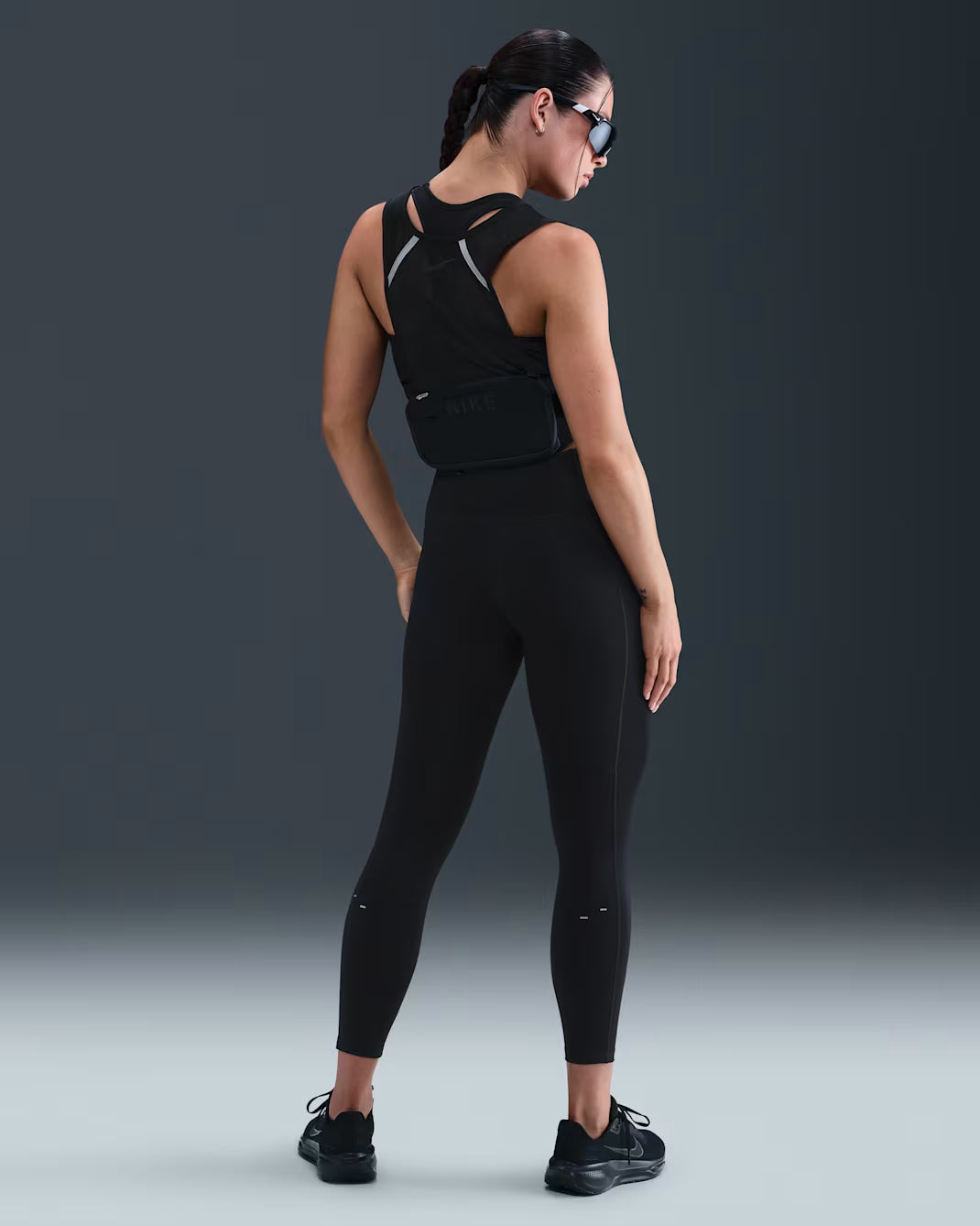 Nike Tempo Swoosh Run Women's High-Waisted 7/8 Running Leggings - Durban Runner XS / Black/Reflective Silv/White